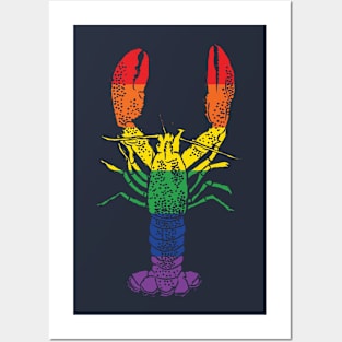 Rainbow Striped Gay Pride Lobster Posters and Art